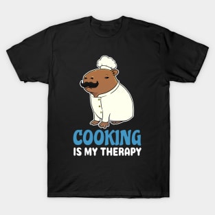 Cooking is my therapy cartoon Capybara T-Shirt